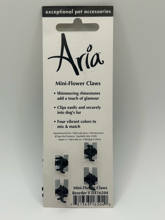 Aria Black Mini-Flower Claws with Rhinestones - Picture 2 of 2